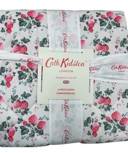 Cath Kidston Strawberry Pink Multicolor Queen Comforter Set 90”x90” - Picture 1 of 4