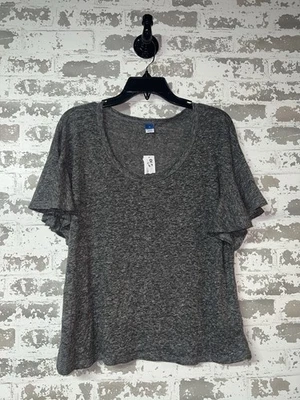 NWT! Old Navy Flutter-Sleeve Scoop-Neck Linen-Jersey Easy T-Shirt Gray M - Image 1 of 4