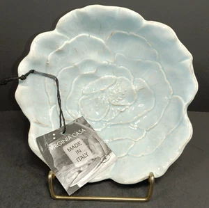 Cuenco de cerámica Virginia Casa redondo con flores azules de 6,25" de ancho hecho en Italia - Imagen 1 de 10