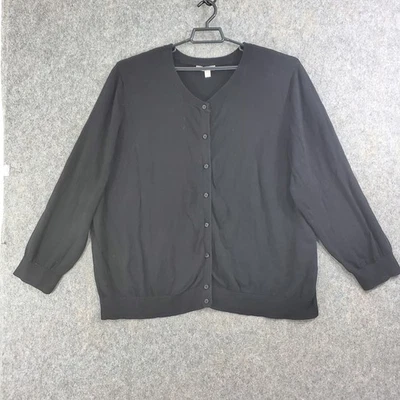 Woman Within Cardigan Sweater Womens 4X 34/36 Black Button Front V Neck - Imagem 1 de 4