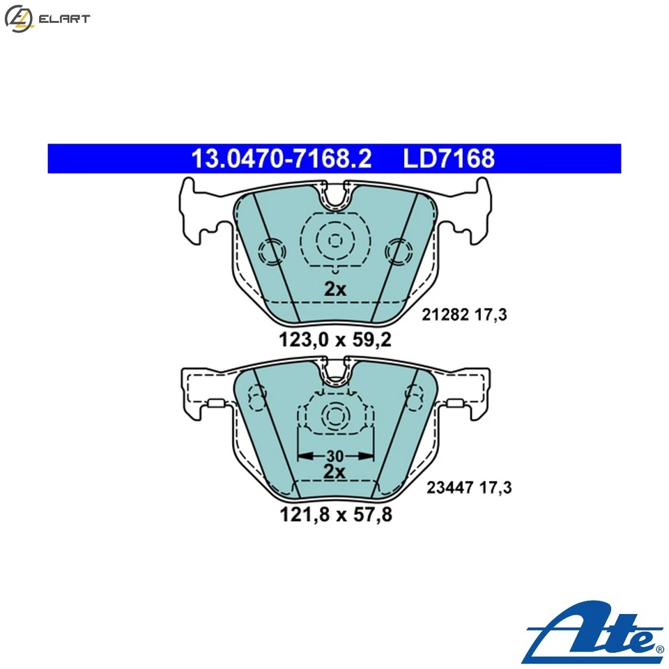 BRAKE PAD SET DISC BRAKE 13.0470-7168.2 FOR BMW M57D30 M54B30 N52B30A/BF 3.0L - Image 1 of 4