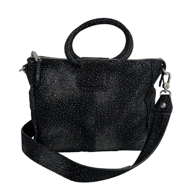 Hobo Sheila Medium Leather Black Silver Galaxy Satchel Shoulder Bag with Strap - Image 1 of 4