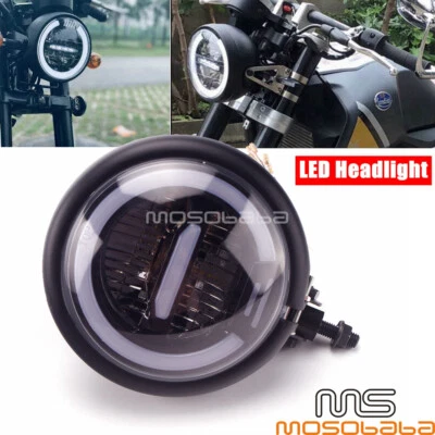 Faro LED redondo retro con luz de circulación diurna para Honda Harley BMW Chopper Foto 1 de 4