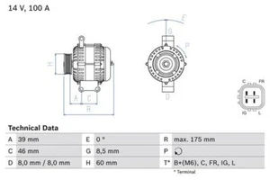 BOSCH 0 986 082 420 Alternator Fits Honda Civic Type-R 2.0 i-VTEC Type-R - Picture 1 of 8