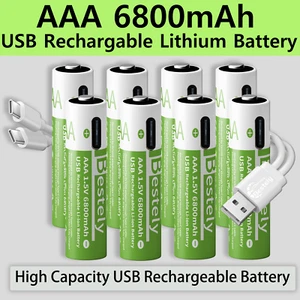 New 1.5v AAA 6800mAh High Capacity Rechargeable Lithium Batteries Type-C USB AAA - Picture 1 of 24