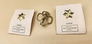 Vintage (3 Stück) zwei Pfadfinder Mitgliedschaft Pins 9-652, Brownie Pin, goldfarben - Bild 1 von 8