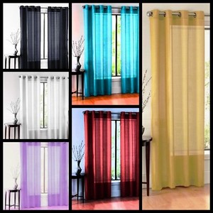 00004000
2Pc Solid Sheer Voile Panel Indoor Wedding Grommets Window Curtain