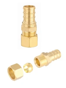 EFIELD 2 PCS 1/2" Crimp Pex 3/8"Straight Compression Transition Coupling Adapter - Picture 1 of 6