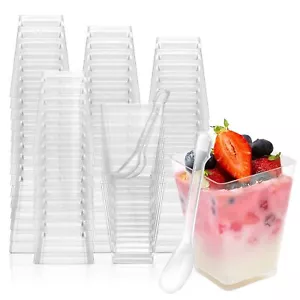 100 Pack 5 Oz Plastic Dessert Cups Appetizer Cups For Party Parfait Cups Mini De - Picture 1 of 7