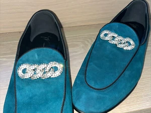 Giuseppe Zanotti Men's Suede Slip-Ons w/ Swarovski Ornament Size 11 - Picture 1 of 11