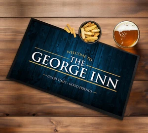 Personalised Bar mat - with your name bar - Blue Wood effect Bar runner - BW102 - Picture 1 of 5