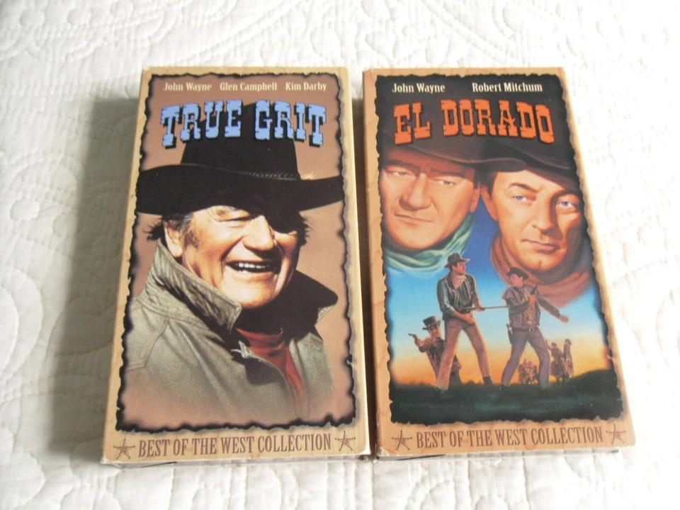 TRUE GRIT: GLENN CAMPELL & EL DORADO: ROBERT MITCHUM * BOTH JOHN WAYNE VHS - Imagem 1 de 2
