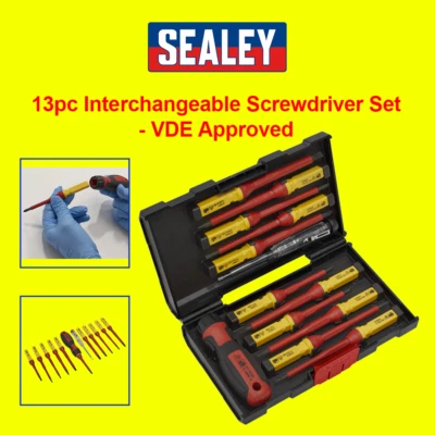 Sealey Tools Screwdriver Set 13pc Interchangeable Blades Electrical VDE Approved - Image 1 of 4