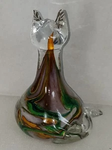 Artisans Centre Valletta Malta Cat with green & gold tone coloring - Picture 1 of 12