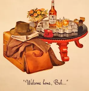 1943 Dry Paul Jones Whiskey Welcome home, Bob Louisville pubblicità stampa d'epoca - Foto 1 di 7