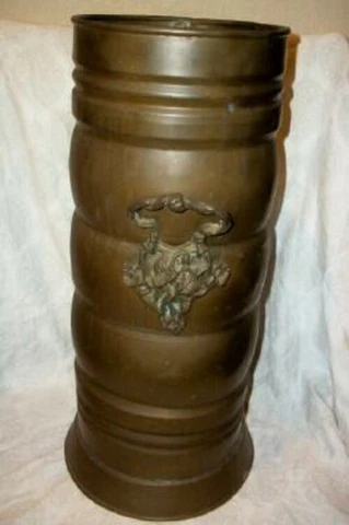 VICTORIAN IRELAND SOLID COPPER UMBRELLA CANE STAND ORNATE BRASS HANDLES ANTIQUE Cover