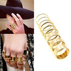 Set Of 9pcs Gold Tone Punk Wide Band Ring Knuckle Midi Mid Rings Set Girl Gift