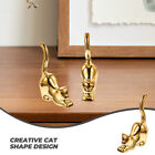 Gold Mini Ceramic Cat Figurines for Office/Home Decor (2pcs)