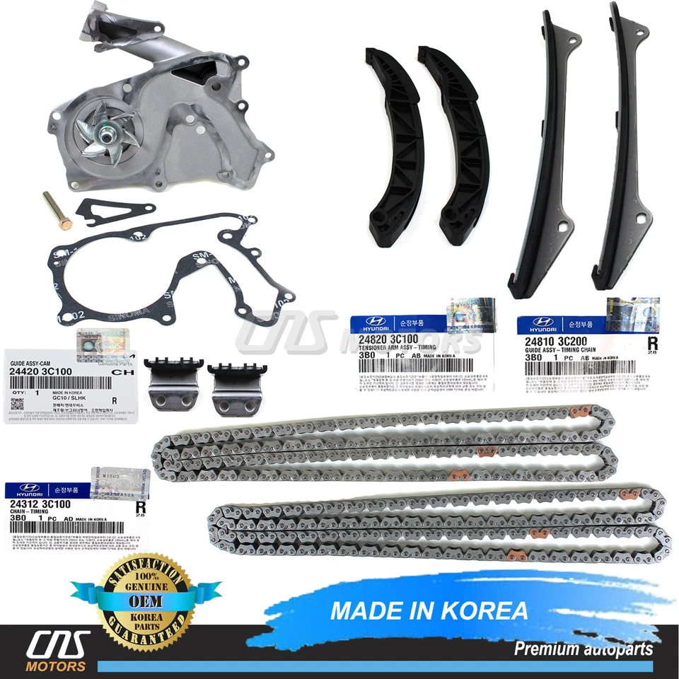 ⭐GENUINE⭐ Timing Chain Kit w/ Water Pump Fits 06-14 Hyundai Kia 3.3L 3.5L 3.8L - Image 1 of 4