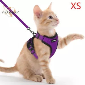 rabbitgoo Cat Harness & Leash Adjustable Reflective Vest Escape Proof Purple XS - Picture 1 of 9