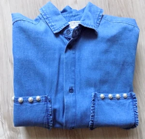 Zara Damen Jeanshemd mit Perlen Größe S - Bild 1 von 7