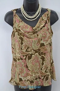 Jonathan Martin tank Blouse Top Sexy drape neck twisted jersey sequin top S NEW - Picture 1 of 6