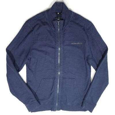 Guess Jeans Men's Zip Up Track Jacket Sweatshirt Blue Long Sleeve Size Small - Image 1 of 4