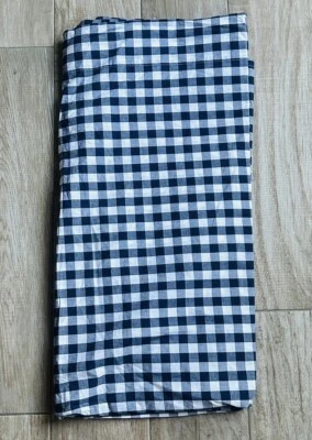 NWOT POTTERY BARN KIDS navy blue white gingham check FLAT sheet Full Organic - Image 1 of 4
