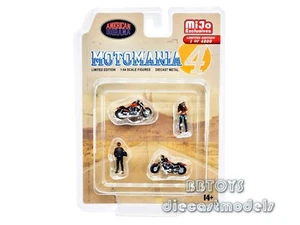 Moto Mania 4 "4 piece Set (2 Figurines Motorcycles) 1/64 AMERICAN DIORAMA 76504 - Picture 1 of 1