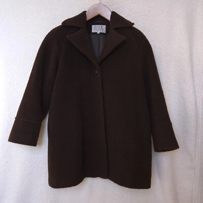 Abrigo Bill Blass Mujer 8 Marrón Texturizado Lana Alpaca Vintage Oscuro Academia Chaqueta Foto 1 de 4