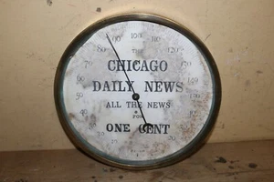Letrero termómetro de metal de periódico Chicago Daily News 1c de colección raro 1885 - Imagen 1 de 10