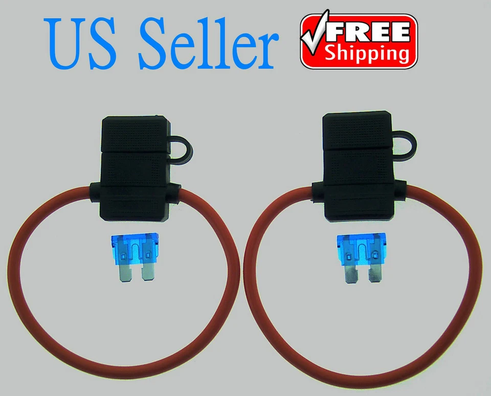 2Pack 10Gauge Inline ATC Fuse Holder+15AMP Fuse With Cover New Car Truck Install - Image 1 of 1