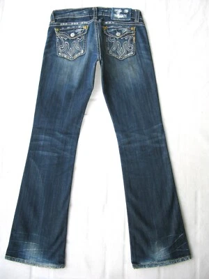 Pantalones de mezclilla MEK Oaxaca Bootcut con solapa para mujer talla 28 azul oscuro desgastado + elástico L32,75 Foto 1 de 4