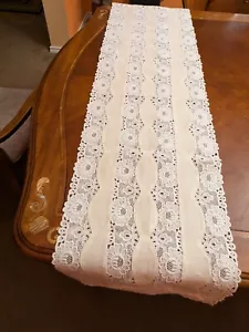 Lace Table Runner Embroidery 66" X 13" - Picture 1 of 9