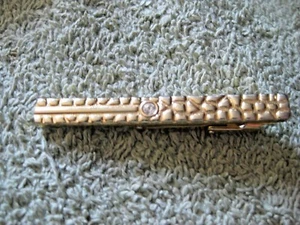 Gold Tone Tie Clasp with Rhinestone - Picture 1 of 4