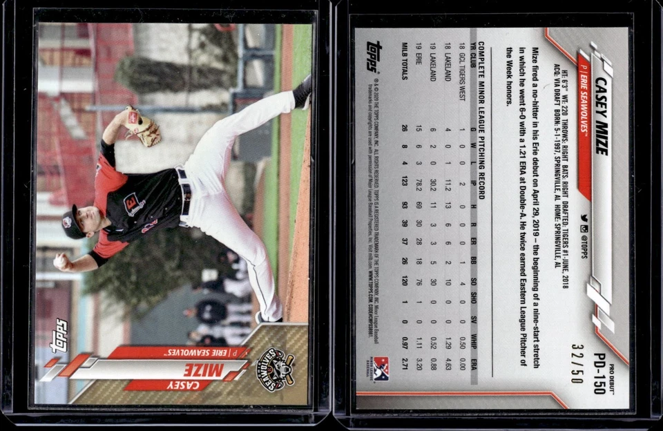 2020 Topps Pro Debut Gold #PD-150 Casey Mize /50 - Image 1 of 1