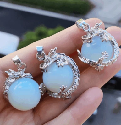 10pcs Opal Gems Dragon Pendants Chakra Energy Reiki Healing Amulet - Image 1 of 3