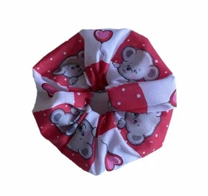 Handmade Cute Teddy and Heart Balloons Polycotton scrunchie - Picture 1 of 3
