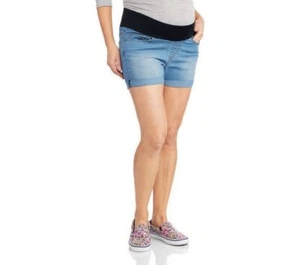 Oh! Mamma Maternity Cuffed Denim Shorts with Underbelly Panel, Size L  - Picture 1 of 3