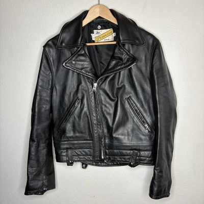 Schott Perfecto 夹克男式 42 皮革摩托车摩托车美国制造拉链衬里 — 第 1/4 张图片