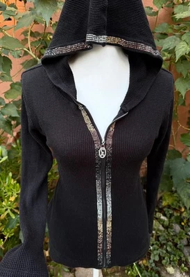 Sudadera con capucha Christine Alexander negra diamante 100 % algodón para mujer talla M Foto 1 de 3