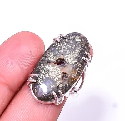 Anillo solitario de plata de ley 925 druzy en marcasita s.7.5 R167, regalo de Navidad Foto 1 de 4