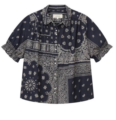 Top de pañuelo THE GREAT en azul marino estampado de pañuelo talla 1 pañuelo pequeño algodón Foto 1 de 4