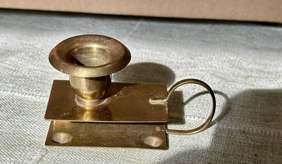 Vintage Brass Candlestick Holder With Matchbox Compartment - Image 1 of 4