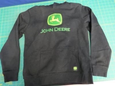 JOHN DEERE Black Graphic Long Sleeve Pullover Hoodie Hooded Jacket BOYS SZ 10/12 - Image 1 of 4