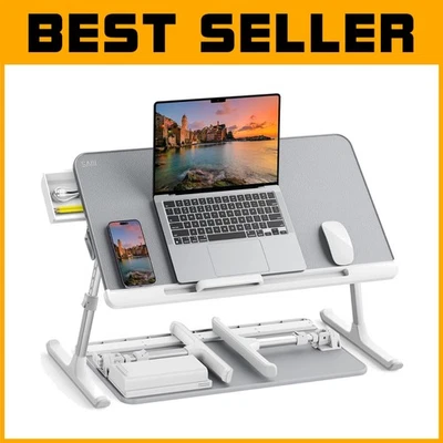 Multi-Functional Laptop Bed Tray with Foldable Design and Dual Storage Drawers - Image 1 of 4