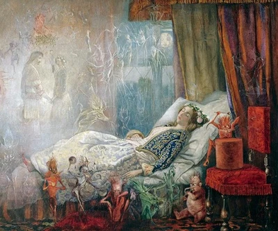 The Dream After the Masked Ball Girl FAIRIES 绘画 John Fitzgerald 复制品 — 第 1/3 张图片