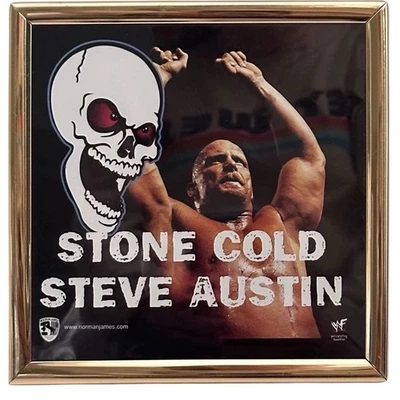 Stone Cold Steve Austin emoldurado colecionável WWF luta livre 6 x 6 recordações anos 90 - Imagem 1 de 4