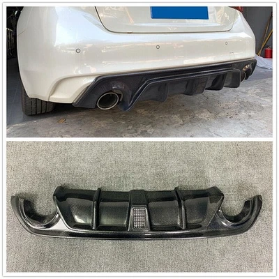 Labio difusor de parachoques trasero de fibra de carbono con luz para Infiniti Q50 2014-2017 negro - Imagen 1 de 4