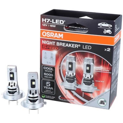 OSRAM LED CAR H7 NIGHT BREAKER SPEED 6000K Brighter and Pure White Light Lamp - Image 1 of 4
